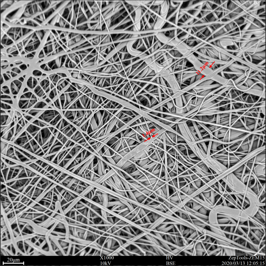 掃描電鏡下的醫用外科口罩中間層圖片 掃描電鏡下的醫用外科口罩中間層圖片