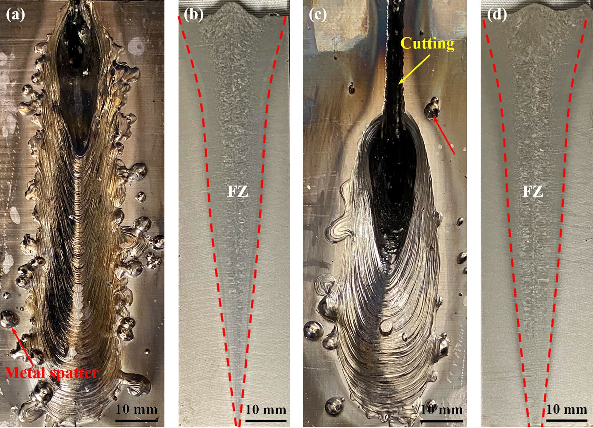 Ti-6Al-4V ELI合金超厚板EBW接頭在不同束流參數下的典型宏觀形貌 Ti-6Al-4V ELI合金超厚板EBW接頭在不同束流參數下的典型宏觀形貌